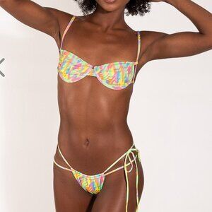 NWT OneOne Swimwear Bikini SET Cable Kendra Becky Small Skimpy XS New Pattern